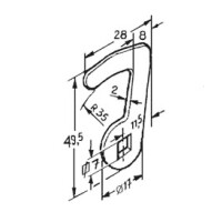 Riegel Haken gerade für prog. Schlösser Bohrung: 7x7mm, L:49