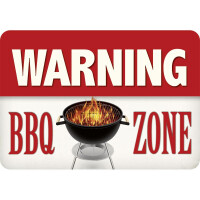 H&auml;nge Blechschild Warning BBQ